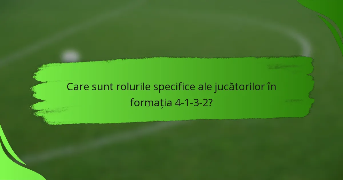 Care sunt rolurile specifice ale jucătorilor în formația 4-1-3-2?