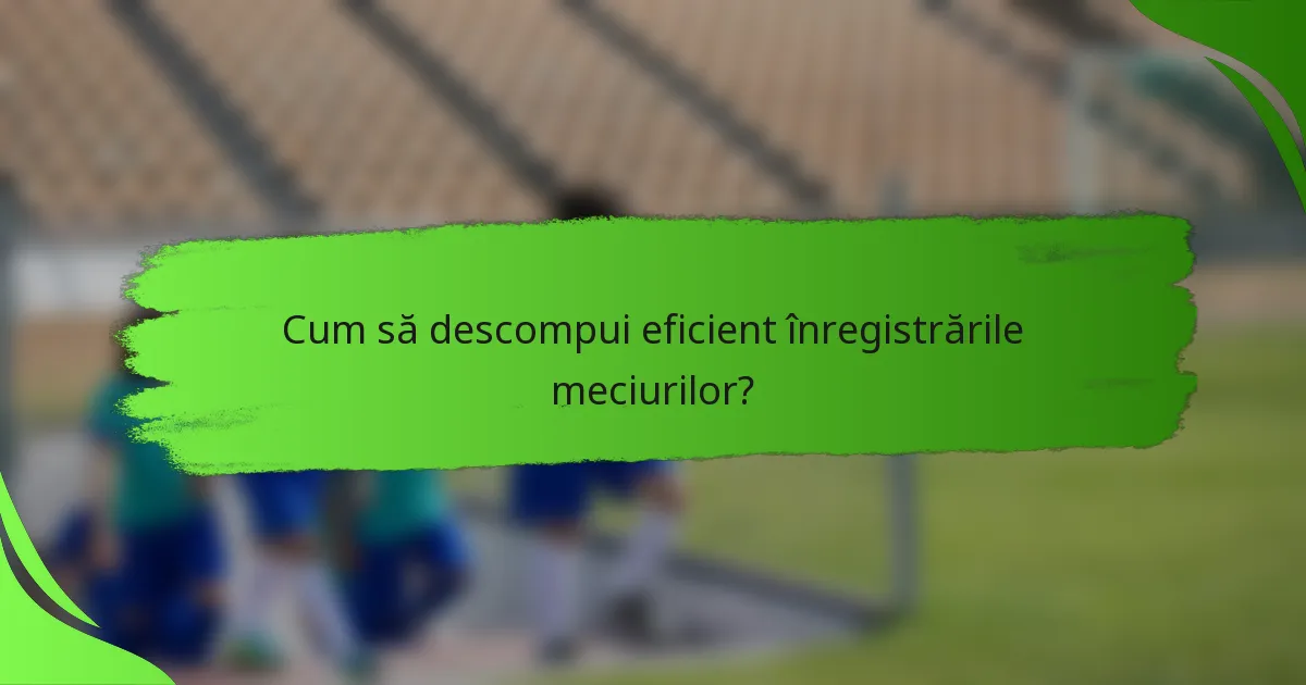 Cum să descompui eficient înregistrările meciurilor?
